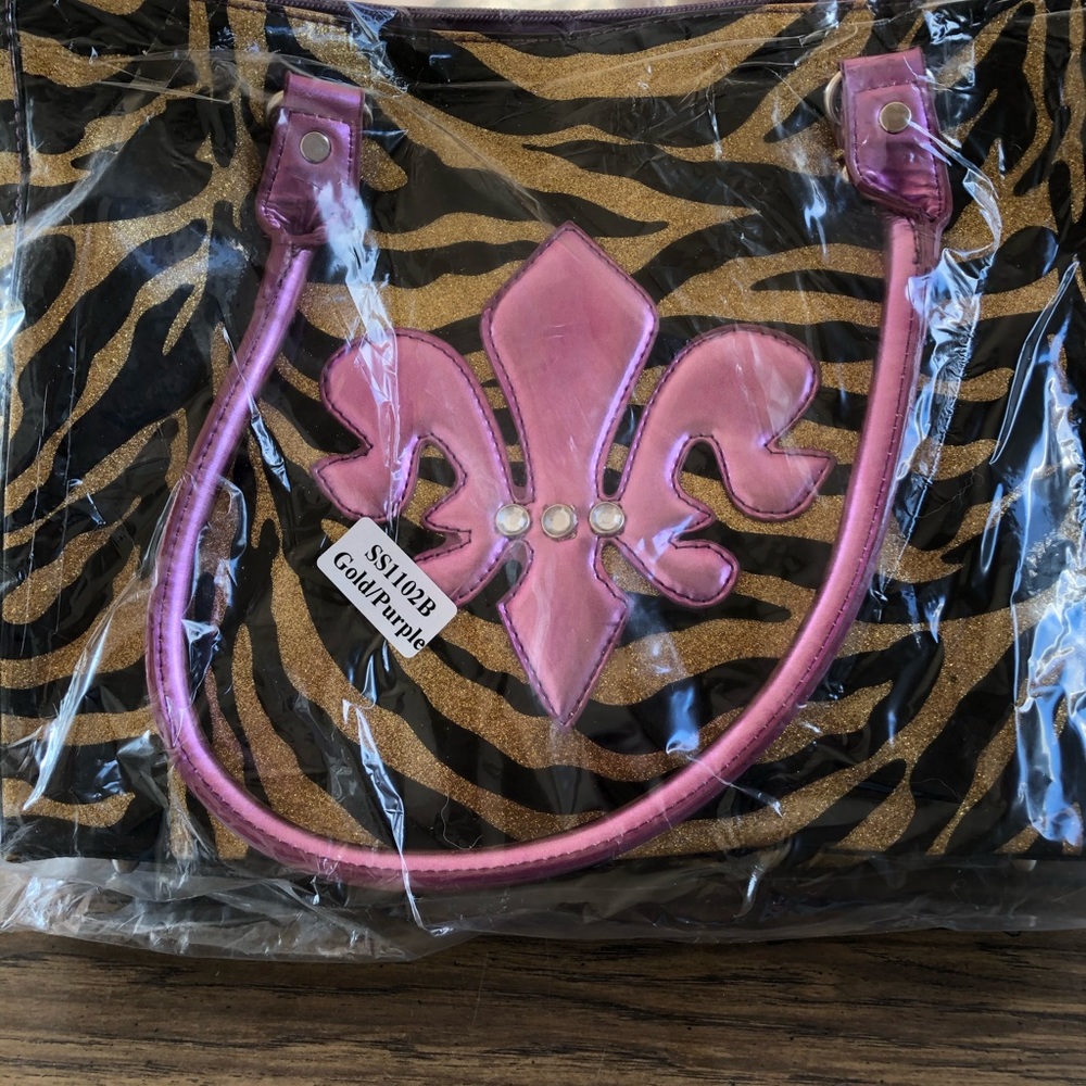 NWT Purple&Gold Fleur de Lis Purse...HELLO LSU...
